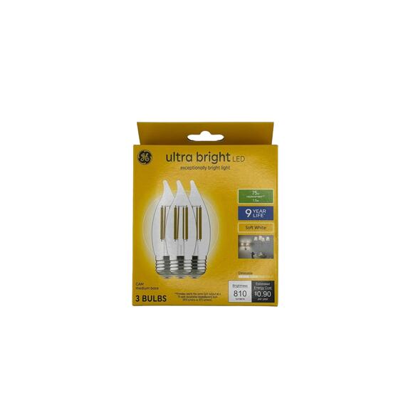 GE Ultra Bright LED 9 Year Life Soft White  - Set of 3 Bulbs New - Picture 1 of 2